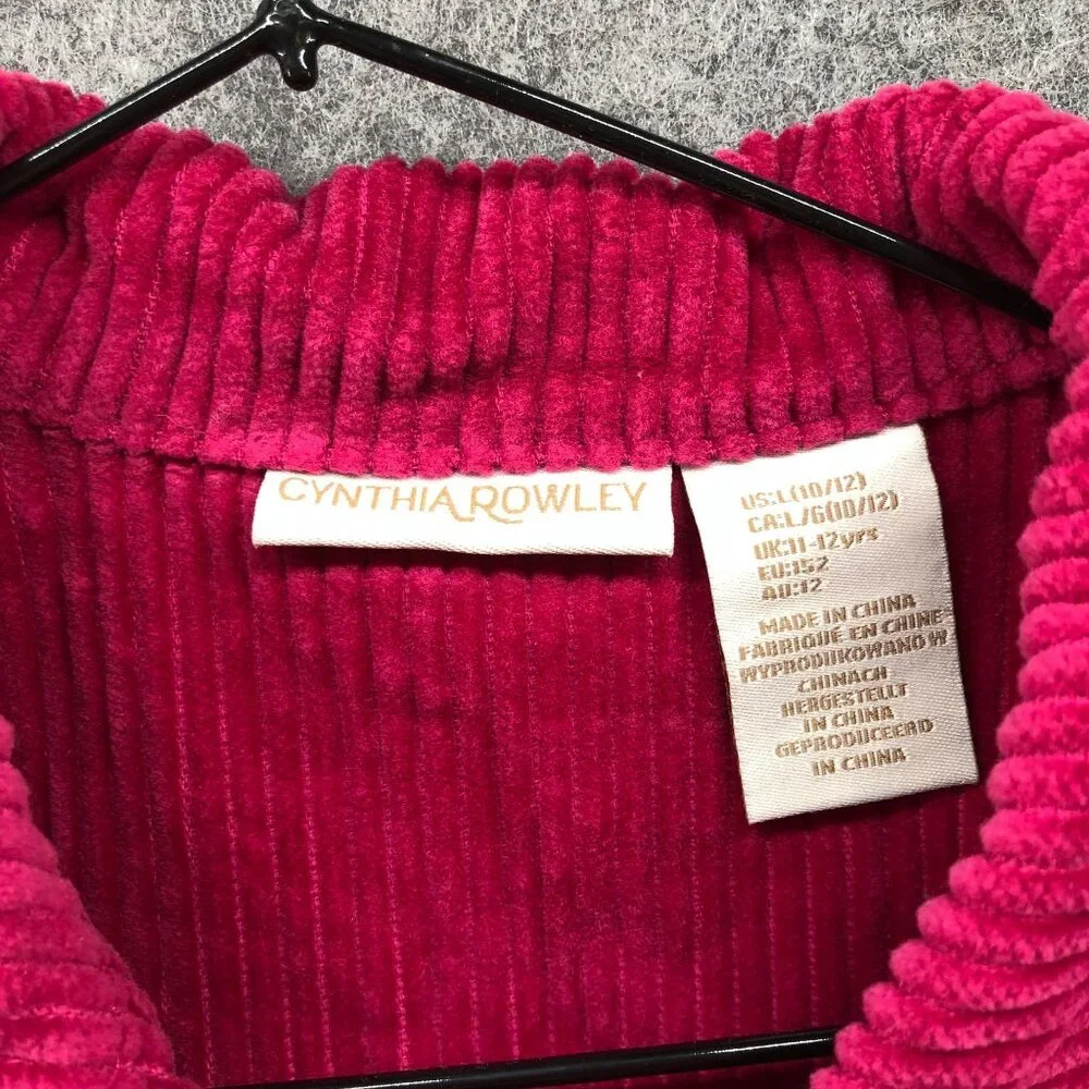 Cynthia Rowley Girls 10-12‎ (L) Pink Corduroy Jacket Cropped Cotton